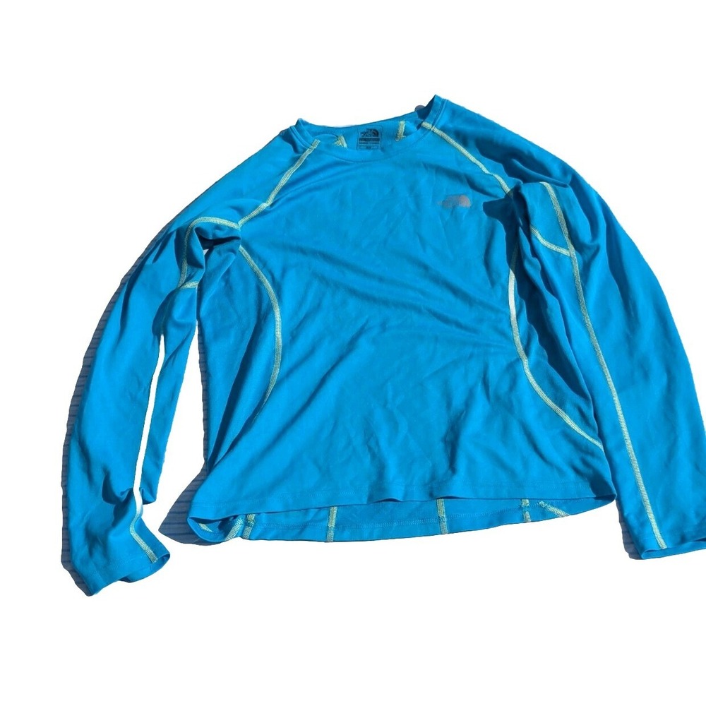 North Face Shirt Womens Lg Blue Long Sleeve Flight Series Base‎ Layer Vapor Wick